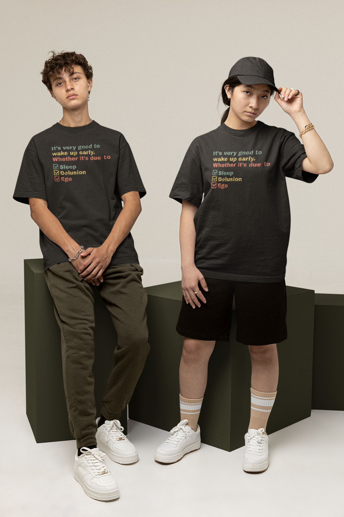 Unisex Oversized 240 GSM Cotton T-Shirt – “Wake Up Early” Funny Quote Graphic Tee | Heavyweight Streetwear for Men & Women