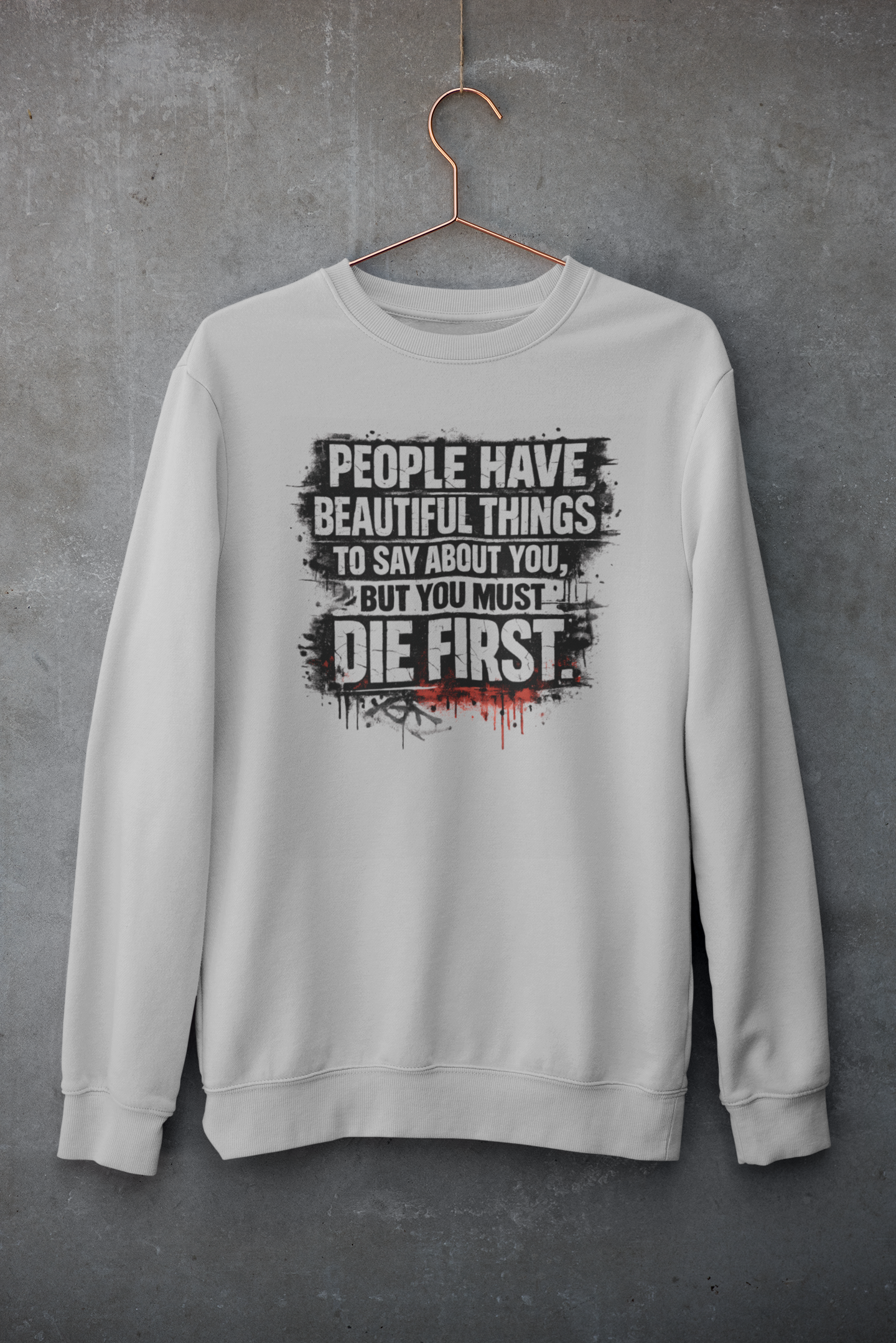 Grey melange unisex sweatshirt with printed quote casual streetwear India