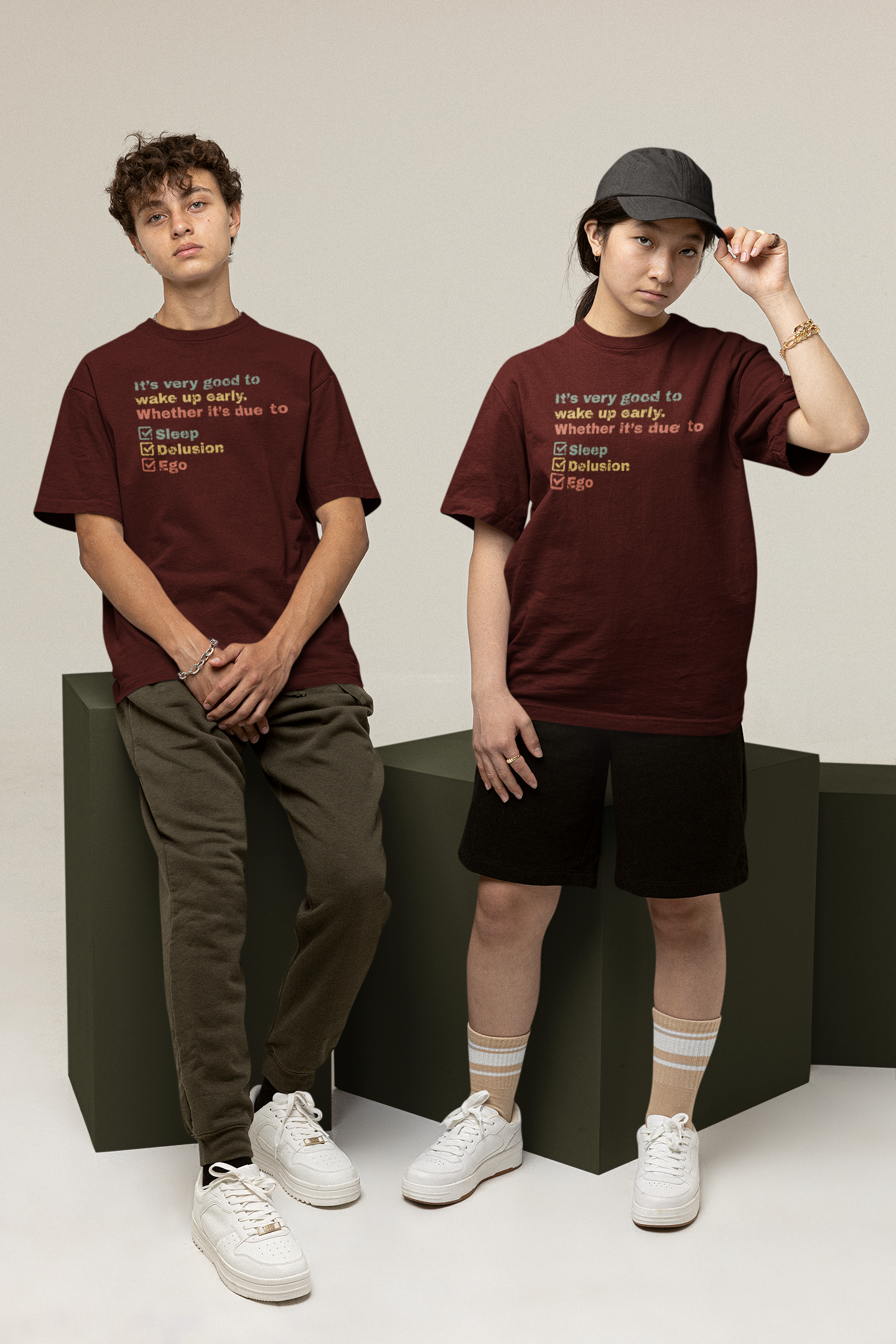 Unisex Oversized 240 GSM Cotton T-Shirt – “Wake Up Early” Funny Quote Graphic Tee | Heavyweight Streetwear for Men & Women