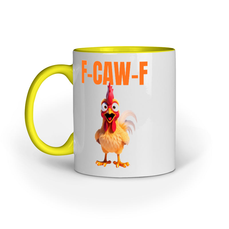 Funny F-Caw-ny Chicken Mug for chai and coffee, quirky meme ceramic mug India