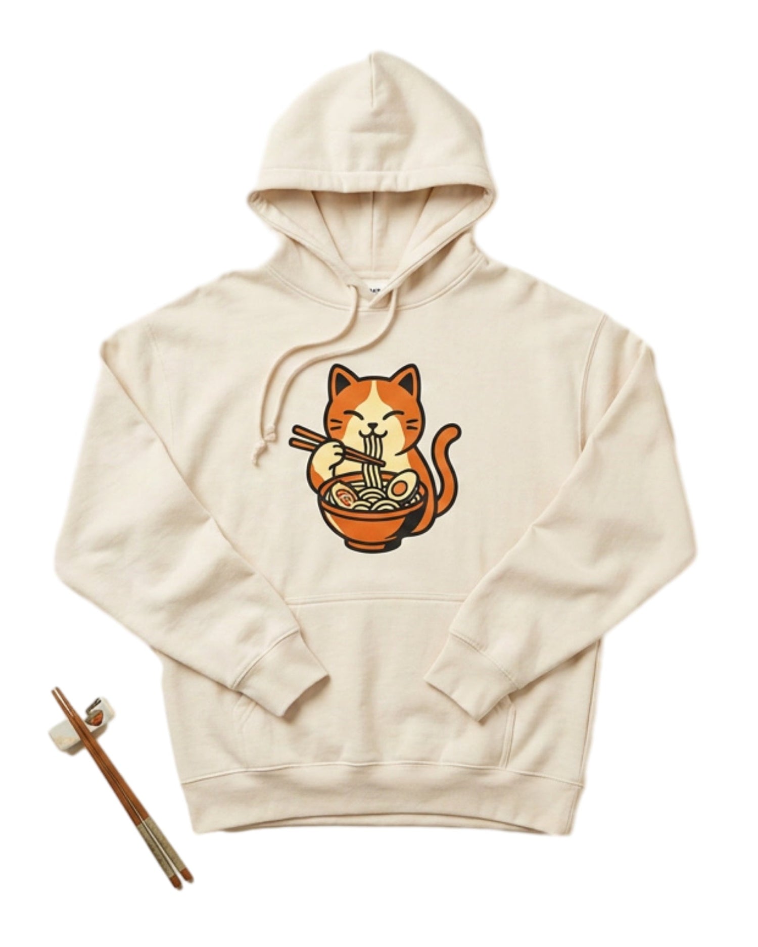 Nauma Cat Ramen Hoodie flat-lay, shop by print category tile