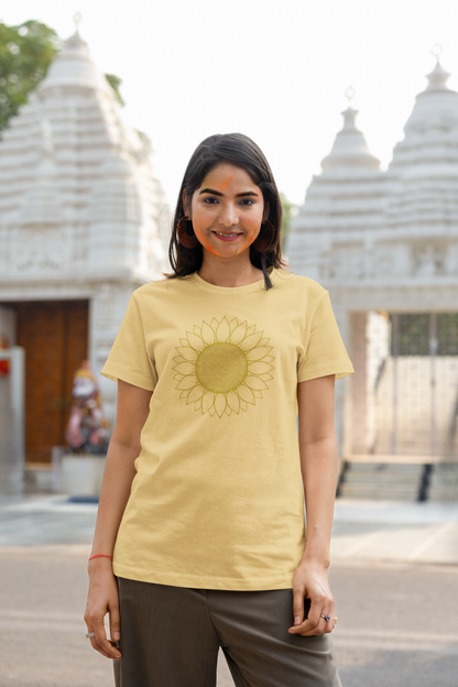 Women's Classic T-Shirt Vintage Sunflower Fine-Line Graphic | 100% Cotton