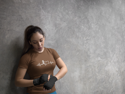 Women’s Graphic Running T-Shirt – Cotton Gym Wear for Women with Heartbeat Design