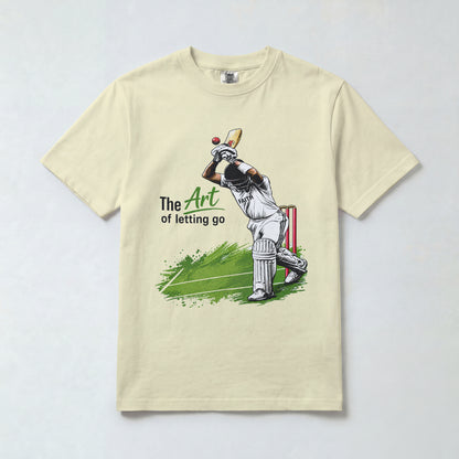 Almond Nauma The Art of Letting Go men's cricket t-shirt front view