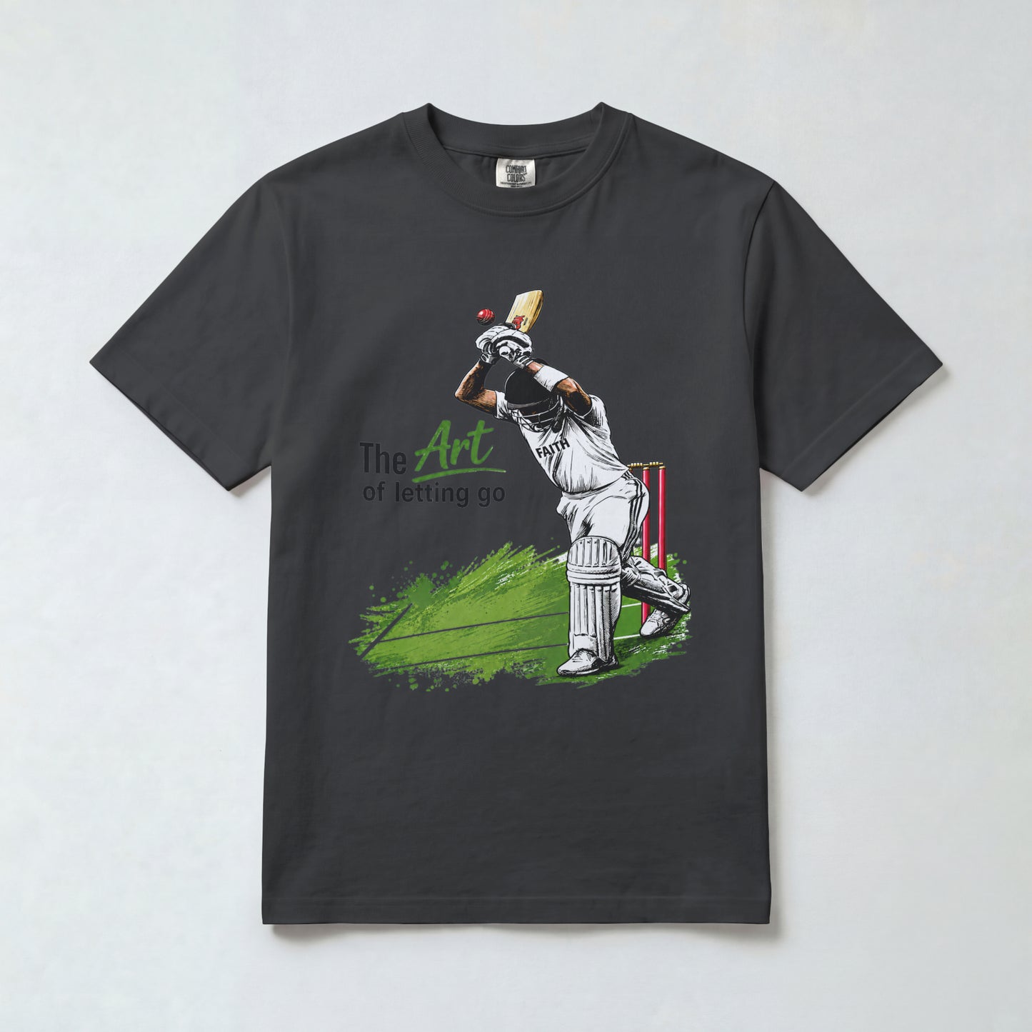 Black Nauma The Art of Letting Go men's cricket t-shirt front view