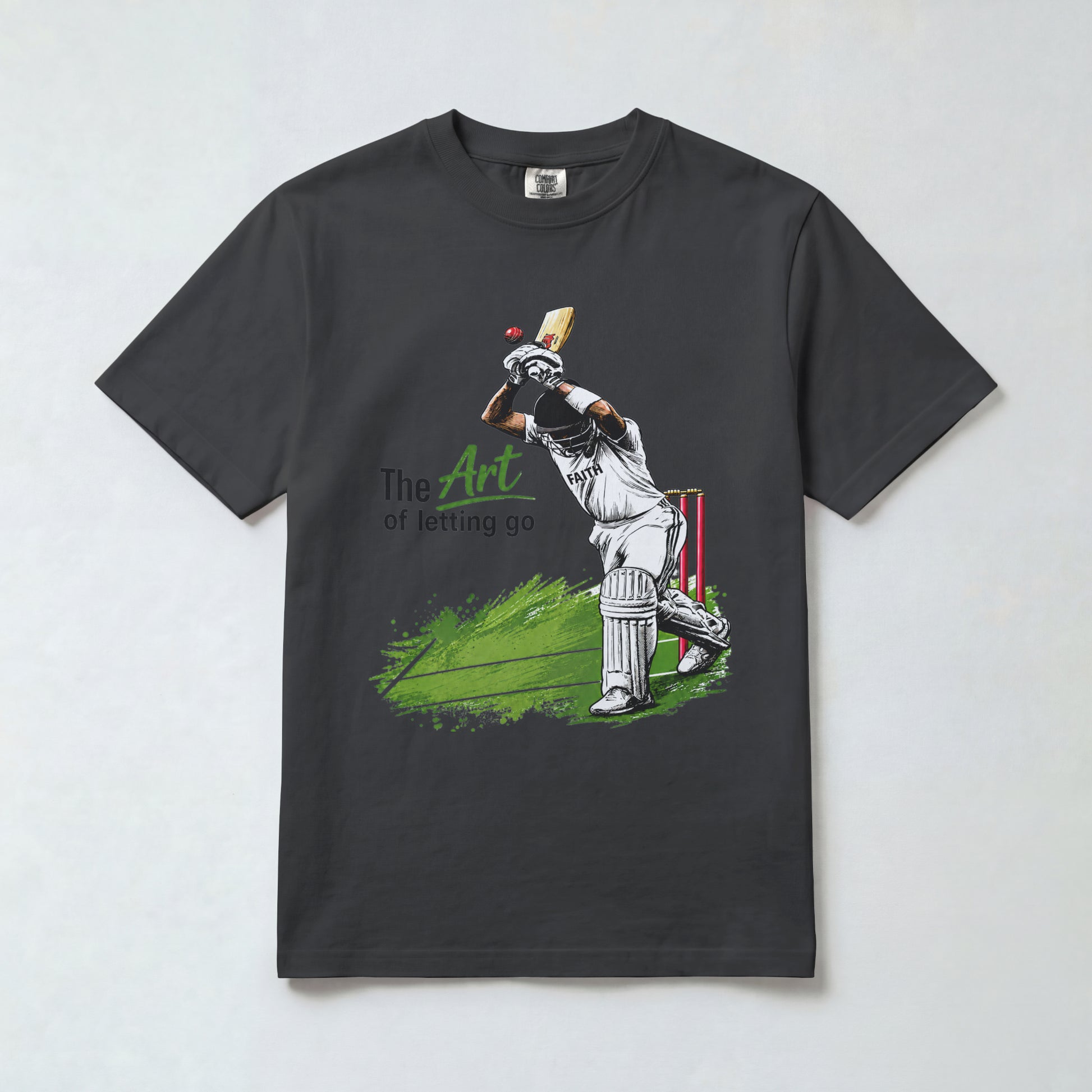 Black Nauma The Art of Letting Go men's cricket t-shirt front view