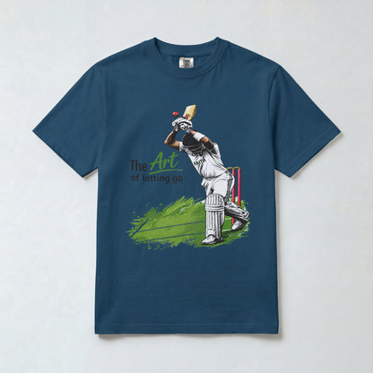 Navy Blue Nauma The Art of Letting Go men's cricket t-shirt front view