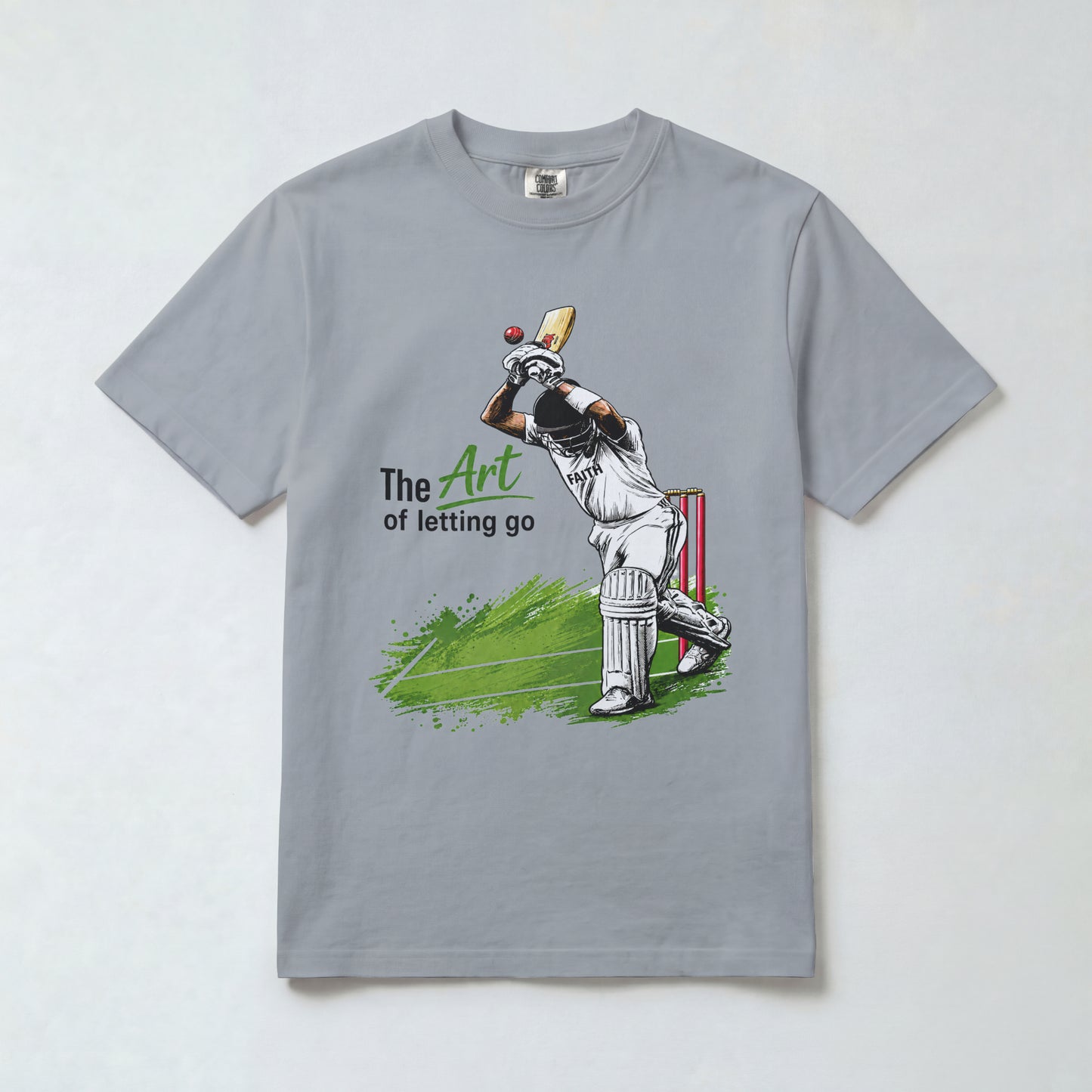 Silver Frost Nauma The Art of Letting Go men's cricket t-shirt front view