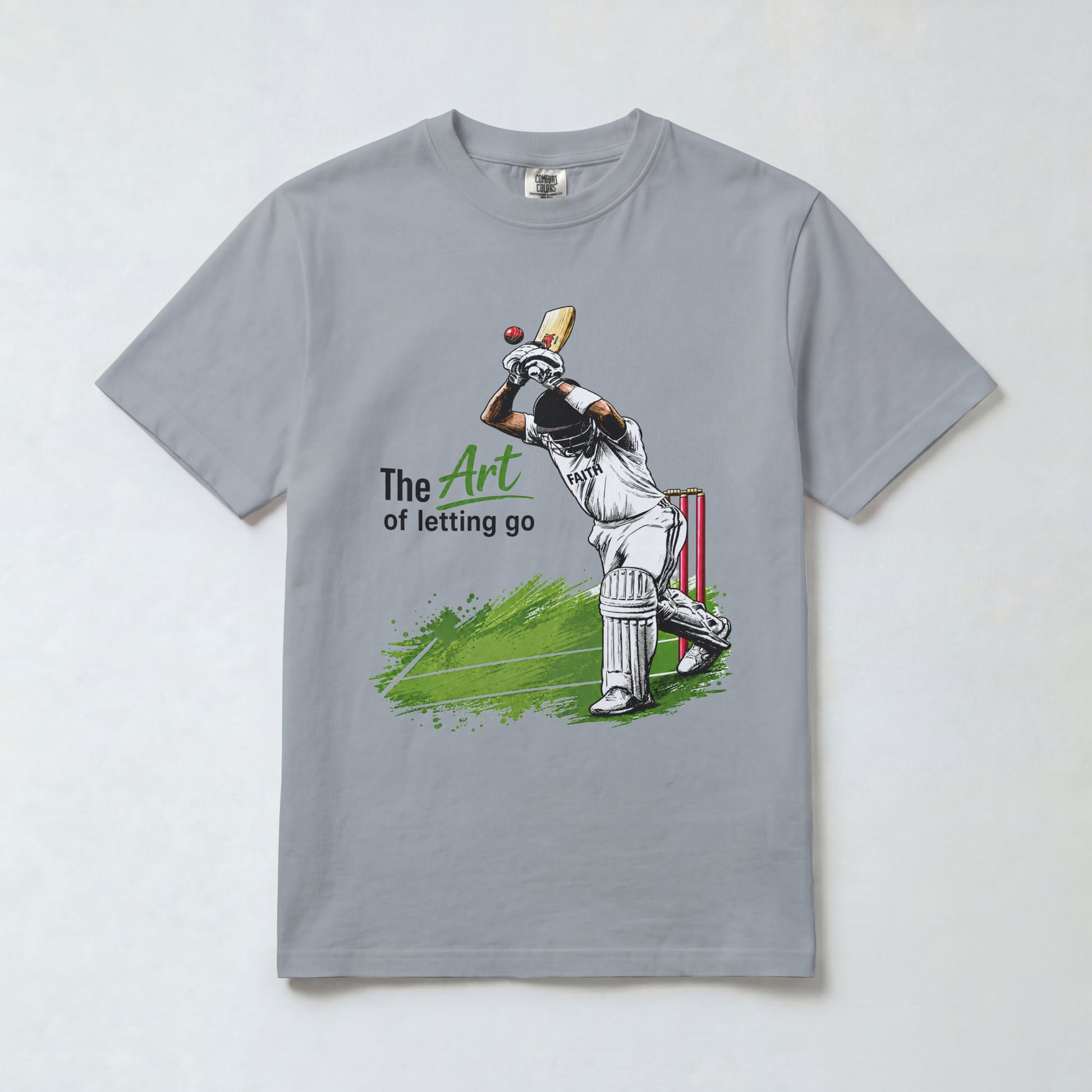 Silver Frost Nauma The Art of Letting Go men's cricket t-shirt front view