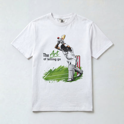 White Nauma The Art of Letting Go men's cricket t-shirt front view