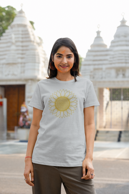 Women's Classic T-Shirt Vintage Sunflower Fine-Line Graphic | 100% Cotton