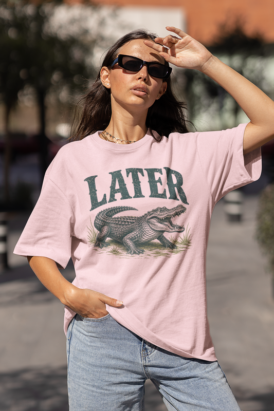 Light Baby Pink oversized unisex graphic tee