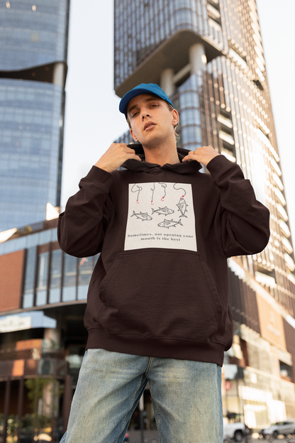 Maroon Oversized unisex hoodie with aesthetic fish graphic print, Gen Z streetwear style, relaxed fit sweatshirt India