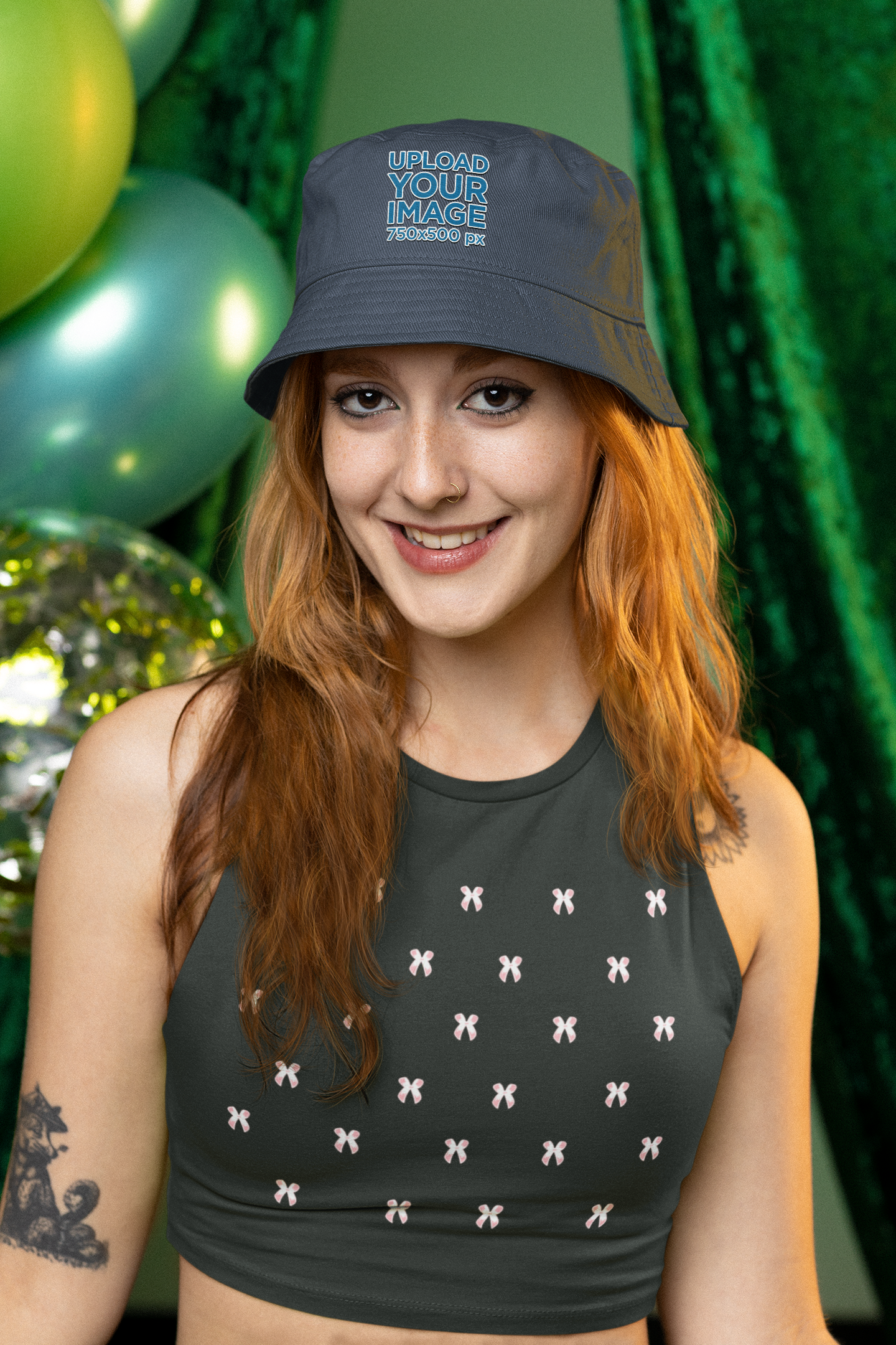 Black Stylish women’s crop tank top with bow print for casual everyday wear