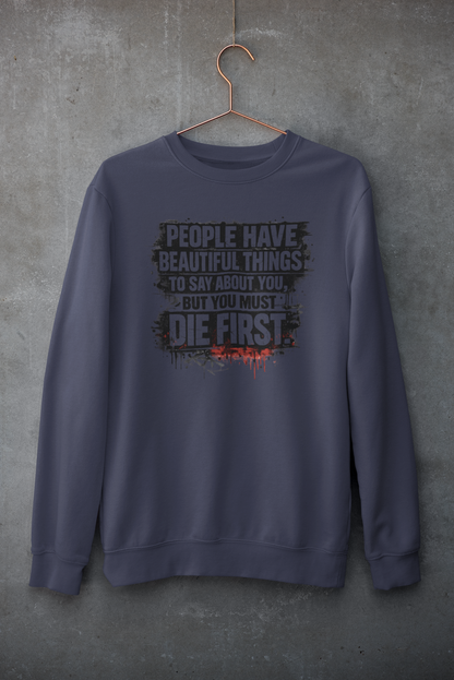 Navy blue unisex sweatshirt graphic quote design premium fleece India
