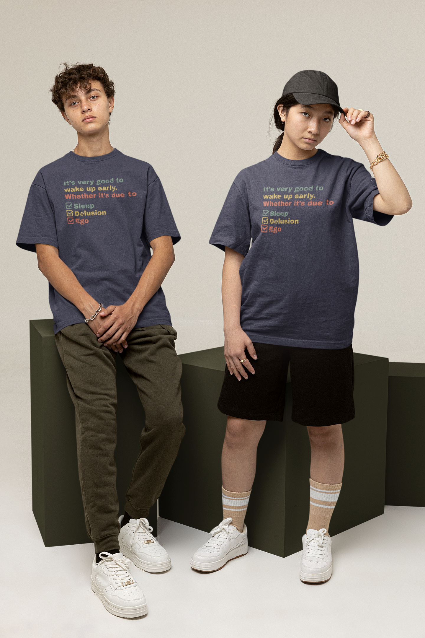 Unisex Oversized 240 GSM Cotton T-Shirt – “Wake Up Early” Funny Quote Graphic Tee | Heavyweight Streetwear for Men & Women