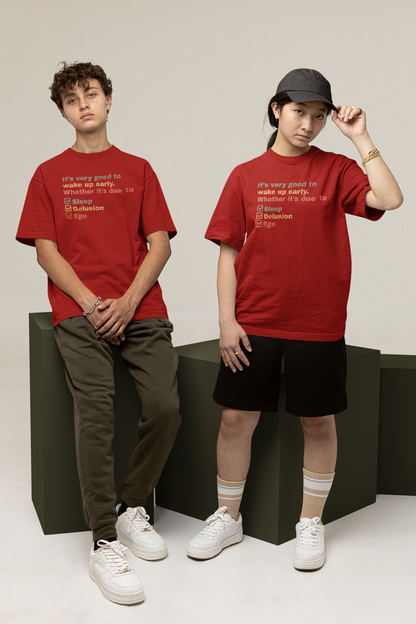 Unisex Oversized 240 GSM Cotton T-Shirt – “Wake Up Early” Funny Quote Graphic Tee | Heavyweight Streetwear for Men & Women