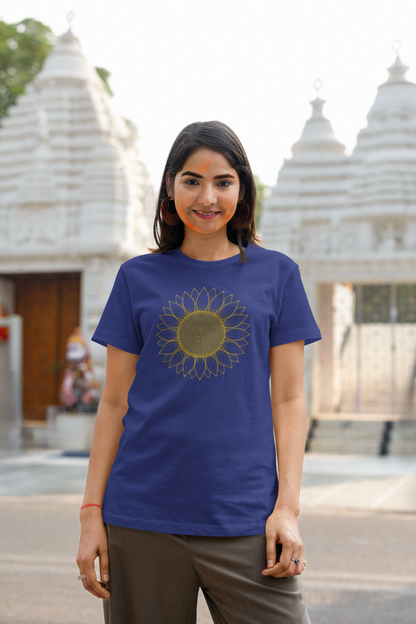 Women's Classic T-Shirt Vintage Sunflower Fine-Line Graphic | 100% Cotton