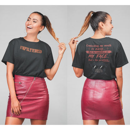 Black Funny oversized graphic t-shirt with sarcastic quote and cool dog design for Indian meme lovers and casual streetwear fans