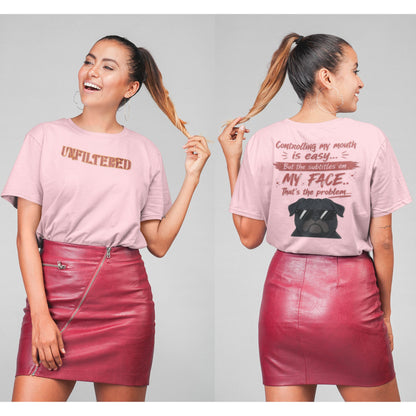 Light Baby Pink Funny oversized graphic t-shirt with sarcastic quote and cool dog design for Indian meme lovers and casual streetwear fans