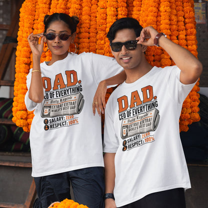 White DAD CEO OF Everything oversized t-shirt design