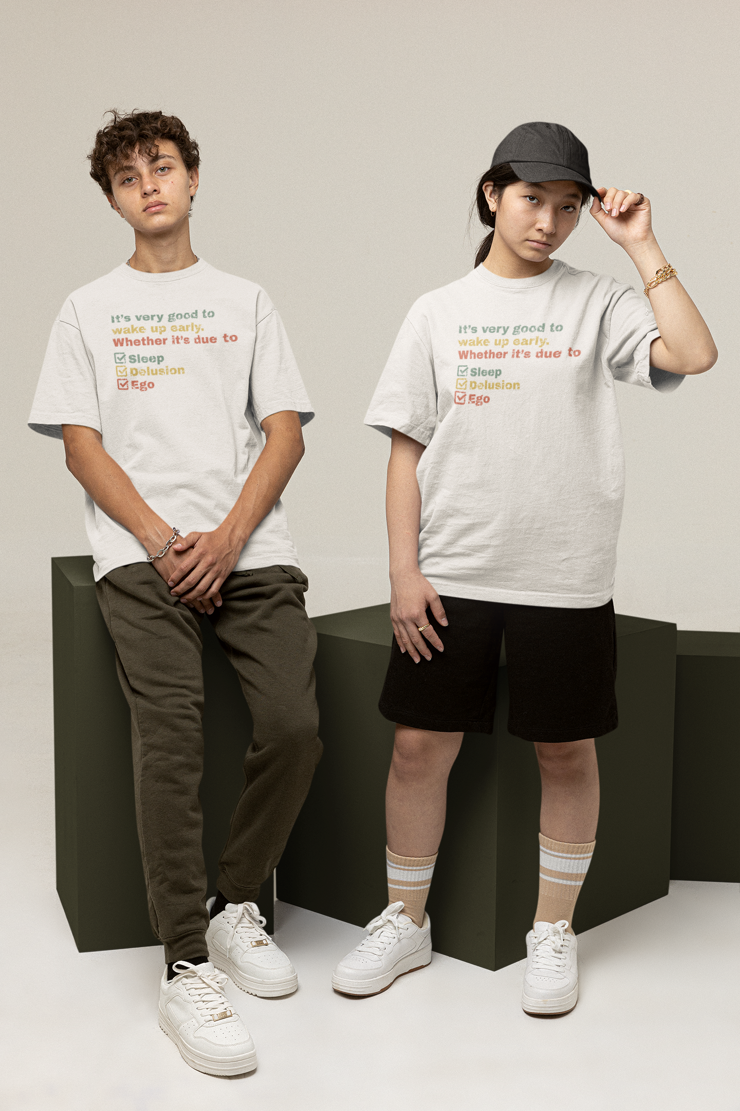 Unisex Oversized 240 GSM Cotton T-Shirt – “Wake Up Early” Funny Quote Graphic Tee | Heavyweight Streetwear for Men & Women