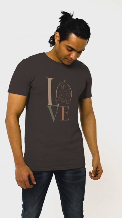 Men's "LOVE" Yoga T-Shirt – Minimalist Meditating Graphic Tee